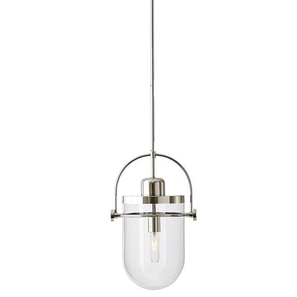 GlucksteinElements Lowell 10.75-inch 1-Light Pendant Chandelier with Clear Glass and Polished Nickel Finish