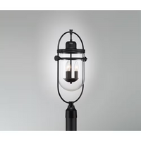 Lowell 3-Light 10"H Outdoor Post Mount Lantern Light, Black Metal & Clear Glass