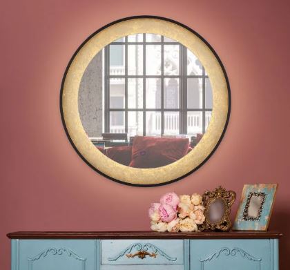Gold Leaf Edge Lit LED Round Mirror