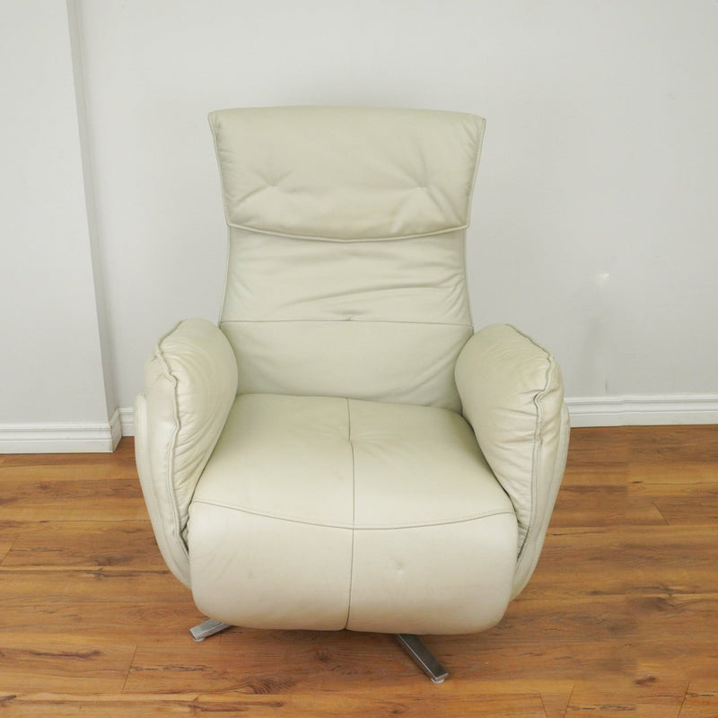 Okin Leather Recliner in Vanilla w/ Motor