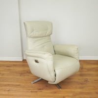 Okin Leather Recliner in Vanilla w/ Motor