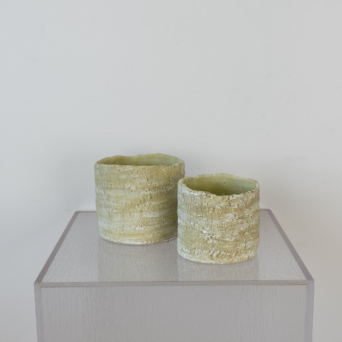 Green Cement Pots Set of 2