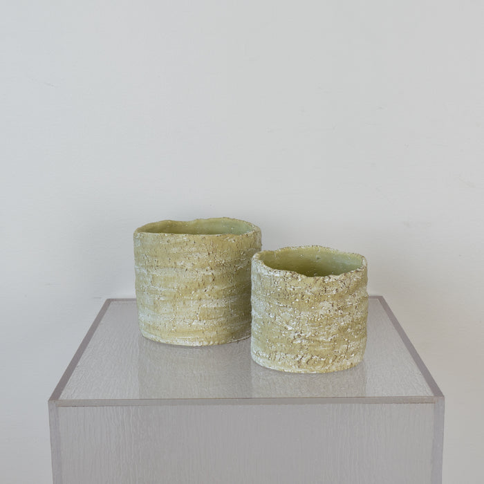 Green Cement Pots Set of 2