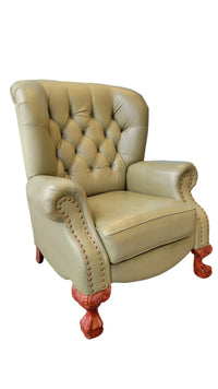 Green Leather Reclining Armchair