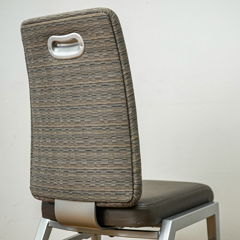 18-Inch W Quick Silver Finish Chair with Mixed Upholstery and Rear Grip Handle