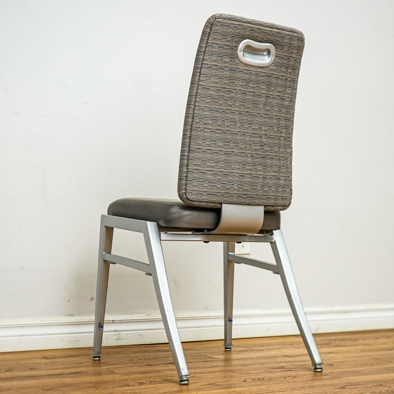 18-Inch W Quick Silver Finish Chair with Mixed Upholstery and Rear Grip Handle