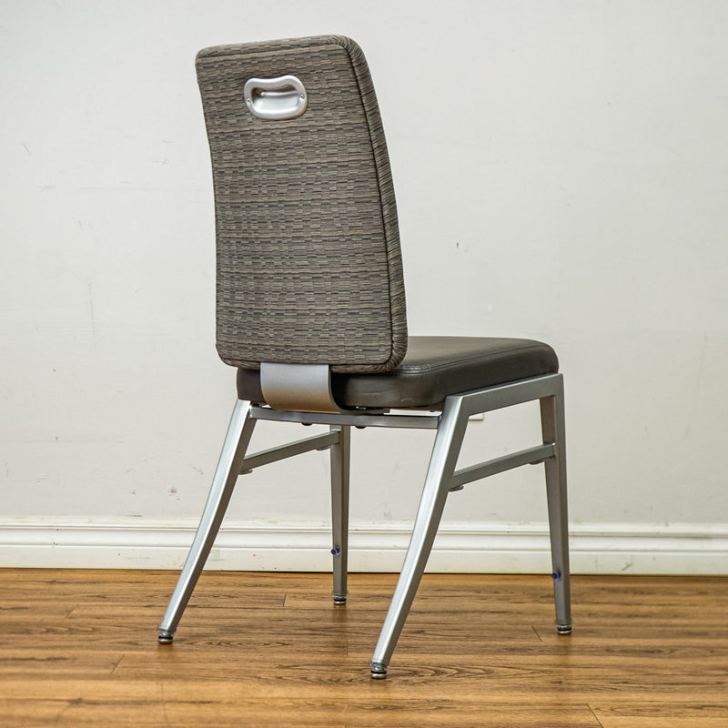 18-Inch W Quick Silver Finish Chair with Mixed Upholstery and Rear Grip Handle