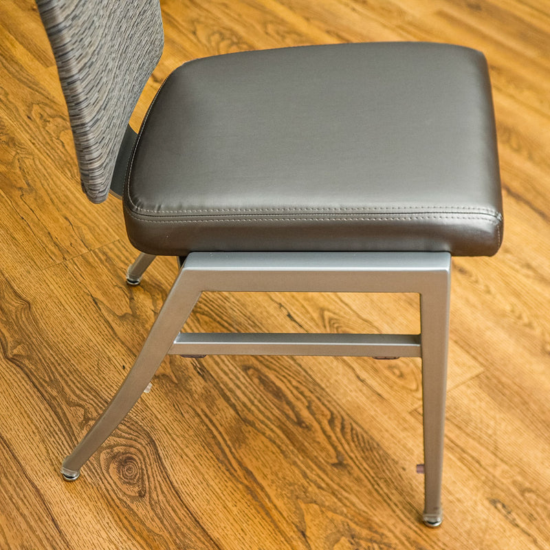 18-Inch W Quick Silver Finish Chair with Mixed Upholstery and Rear Grip Handle