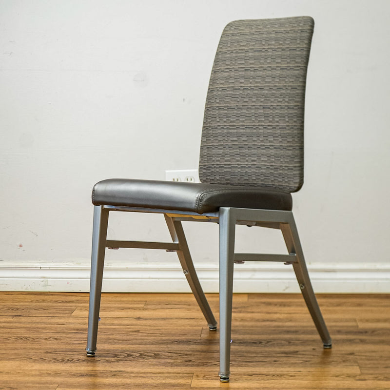 18-Inch W Quick Silver Finish Chair with Mixed Upholstery and Rear Grip Handle