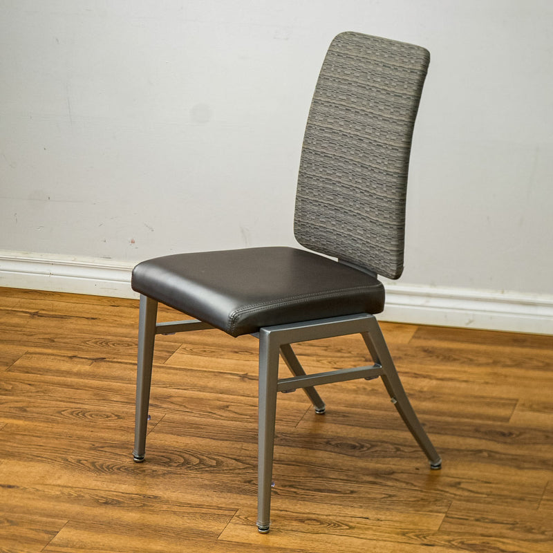 18-Inch W Quick Silver Finish Chair with Mixed Upholstery and Rear Grip Handle