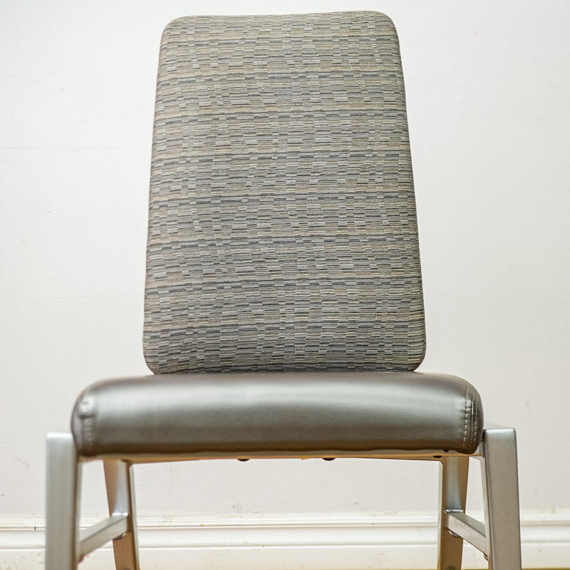 18-Inch W Quick Silver Finish Chair with Mixed Upholstery and Rear Grip Handle