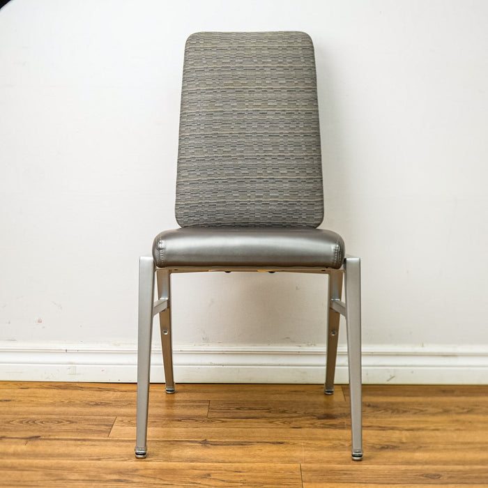 18-Inch W Quick Silver Finish Chair with Mixed Upholstery and Rear Grip Handle