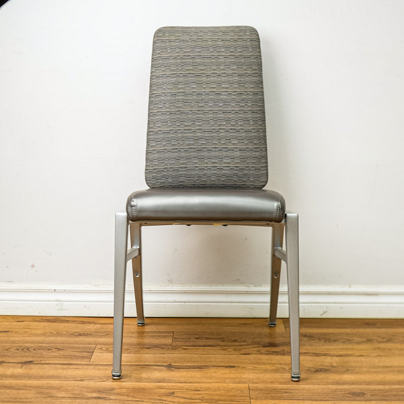 18-Inch W Quick Silver Finish Chair with Mixed Upholstery and Rear Grip Handle