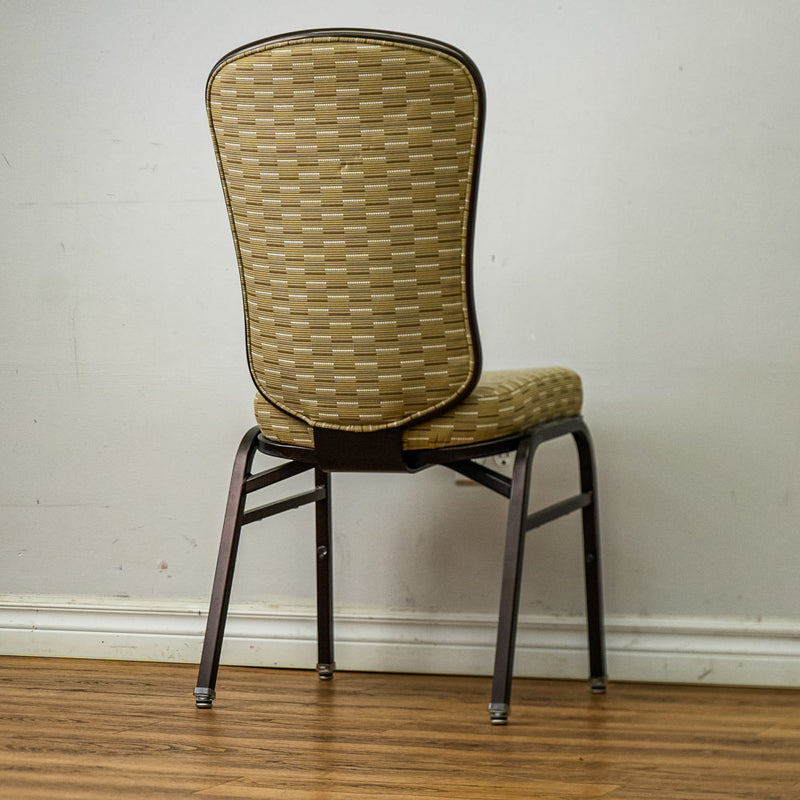 18-Inch W Banquet Chair with Patterned Upholstery & Antique Copper Frame