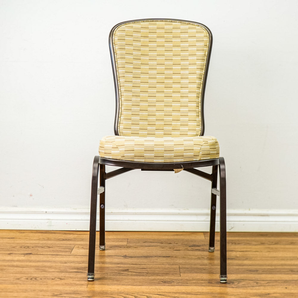 18-Inch W Banquet Chair with Patterned Upholstery & Antique Copper Frame
