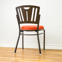 18-Inch W Black Metal Chair with Red Fabric Seat and Top Handle