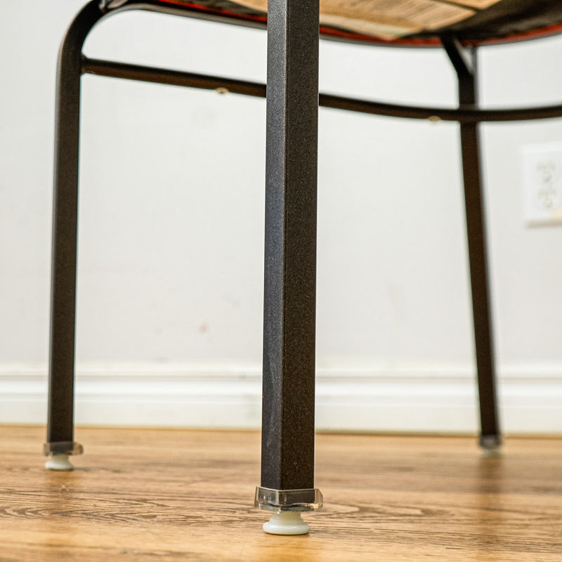 18-Inch W Black Metal Chair with Red Fabric Seat and Top Handle