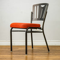 18-Inch W Black Metal Chair with Red Fabric Seat and Top Handle