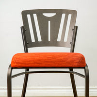 18-Inch W Black Metal Chair with Red Fabric Seat and Top Handle