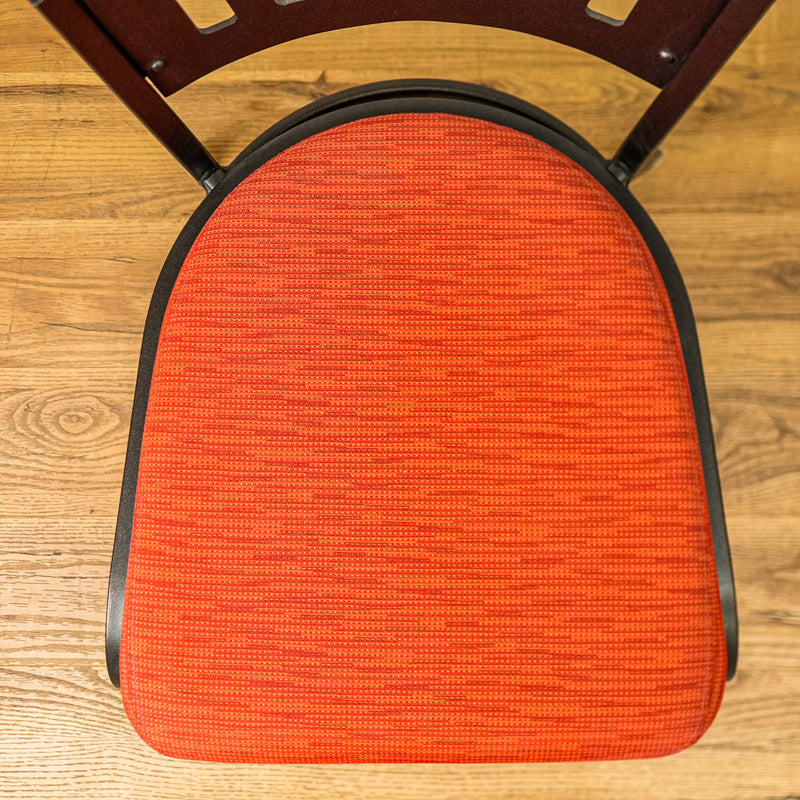 18-Inch W Black Metal Chair with Red Fabric Seat and Top Handle