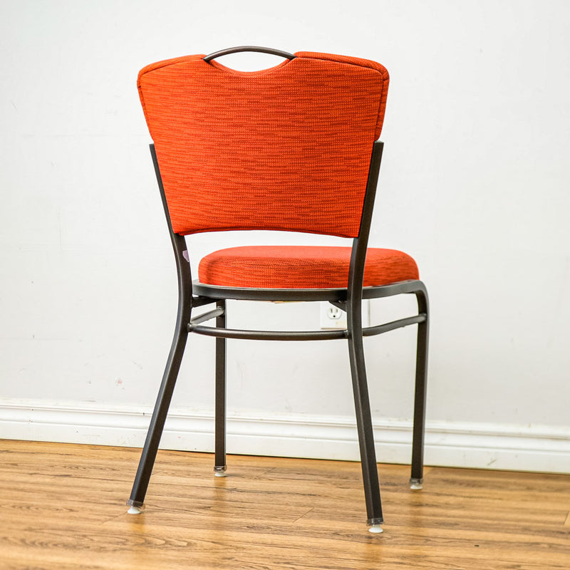 18-Inch W Black Metal Chair with Red Upholstery and Top Handle