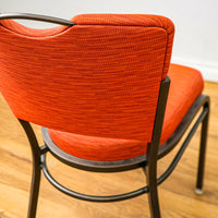 18-Inch W Black Metal Chair with Red Upholstery and Top Handle
