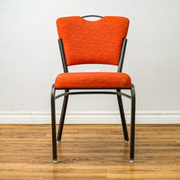 18-Inch W Black Metal Chair with Red Upholstery and Top Handle
