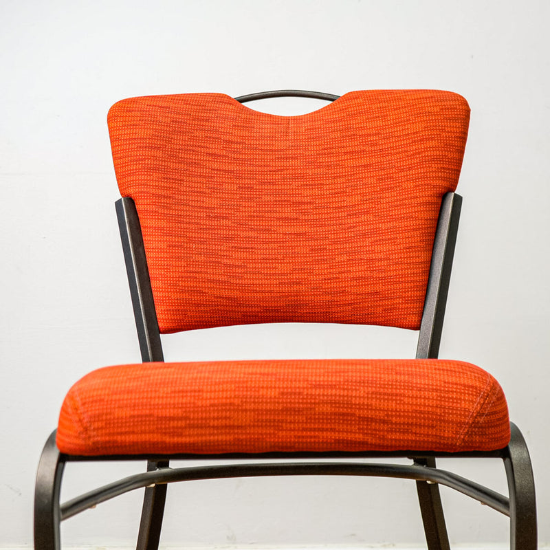 18-Inch W Black Metal Chair with Red Upholstery and Top Handle