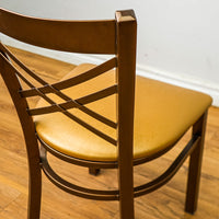 18-Inch W Bronze Metal Chair with Crisscross Back and Upholstered Seat