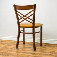 18-Inch W Bronze Metal Chair with Crisscross Back and Upholstered Seat