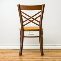 18-Inch W Bronze Metal Chair with Crisscross Back and Upholstered Seat