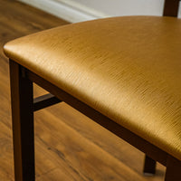 18-Inch W Bronze Metal Chair with Crisscross Back and Upholstered Seat