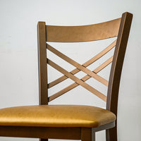 18-Inch W Bronze Metal Chair with Crisscross Back and Upholstered Seat