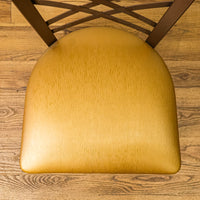 18-Inch W Bronze Metal Chair with Crisscross Back and Upholstered Seat