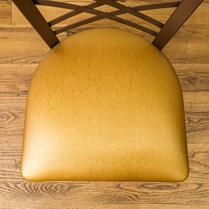 18-Inch W Bronze Metal Chair with Crisscross Back and Upholstered Seat