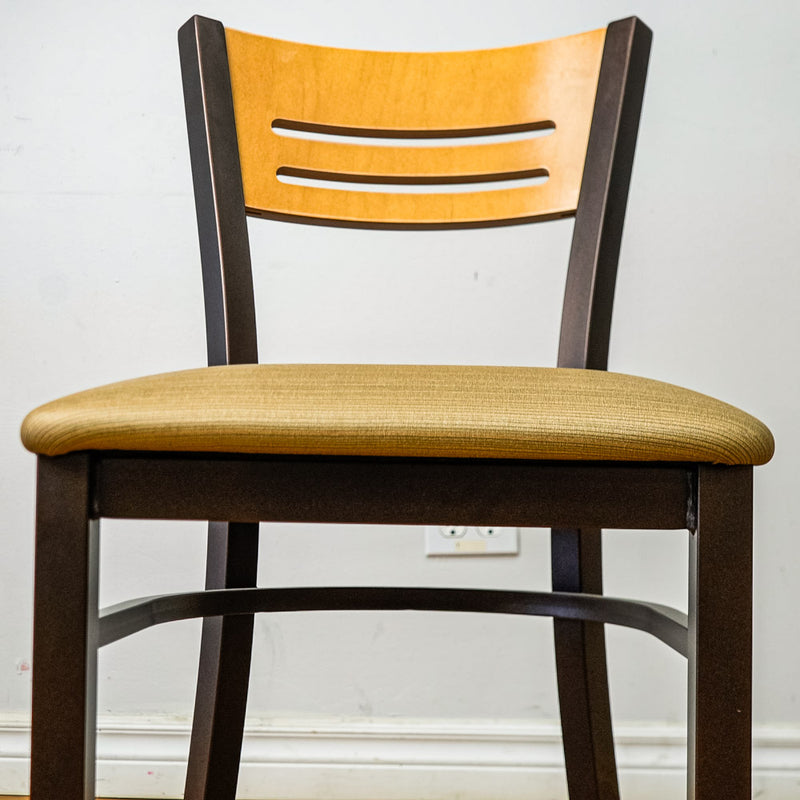 18-Inch W Americana Metal Chair with Upholstered Seat and Wood Back