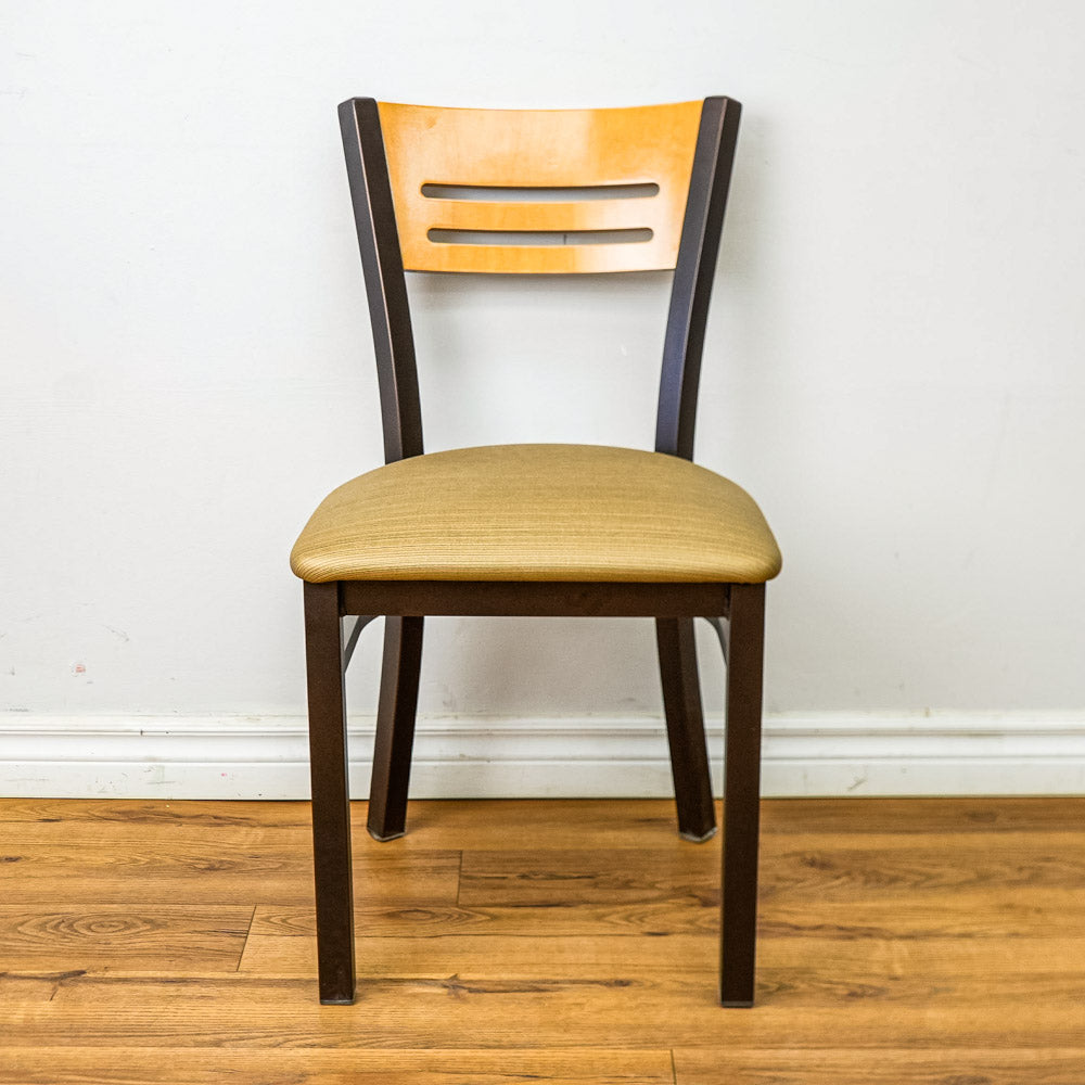 18-Inch W Americana Metal Chair with Upholstered Seat and Wood Back