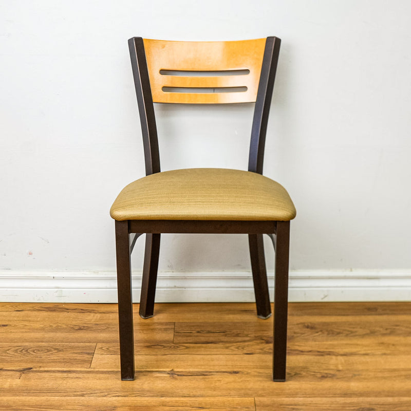 18-Inch W Americana Metal Chair with Upholstered Seat and Wood Back