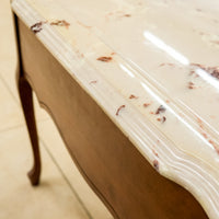 28-Inch W Stone-Top Accent Table with Wooden Legs