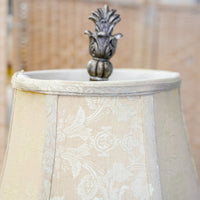 Beige Floral Ceramic Table Lamp with Round Shade