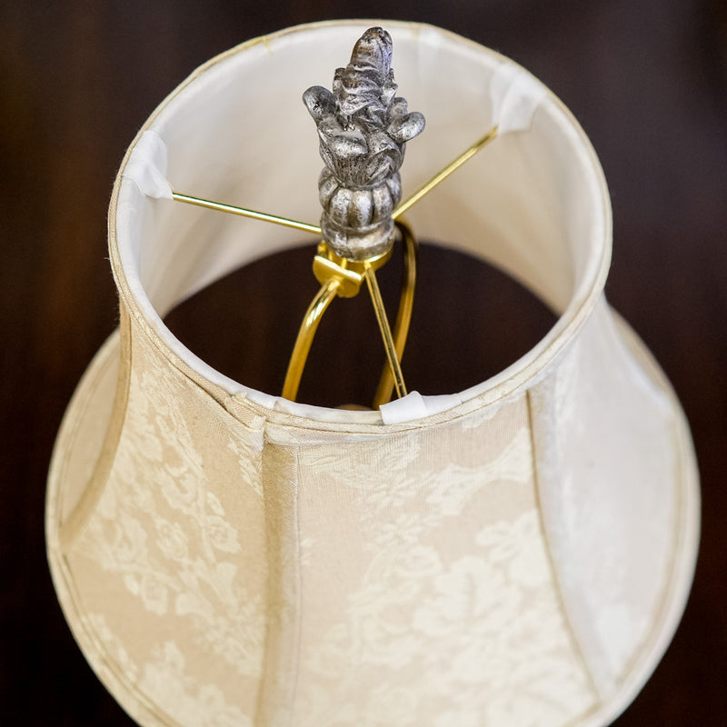 Beige Floral Ceramic Table Lamp with Round Shade