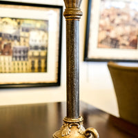 Beige Floral Ceramic Table Lamp with Round Shade