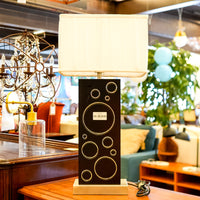 30.25-Inch High Rectangular Table Lamp with Graphic Motif