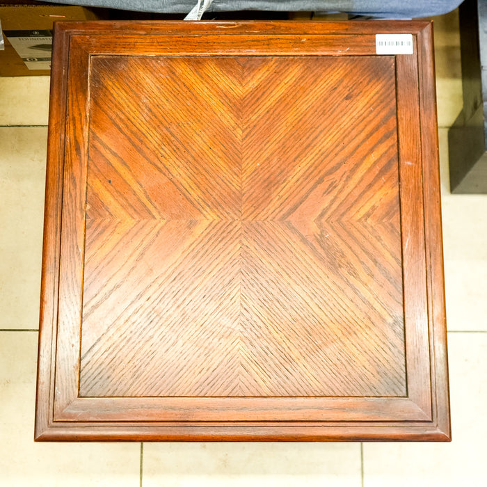 Wooden Side Table with Open Shelf & Cabinet in Dark Finish
