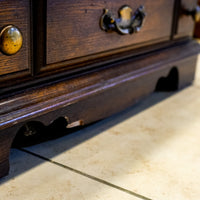 Wooden Side Table with Open Shelf & Cabinet in Dark Finish