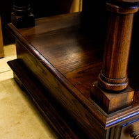 Wooden Side Table with Open Shelf & Cabinet in Dark Finish
