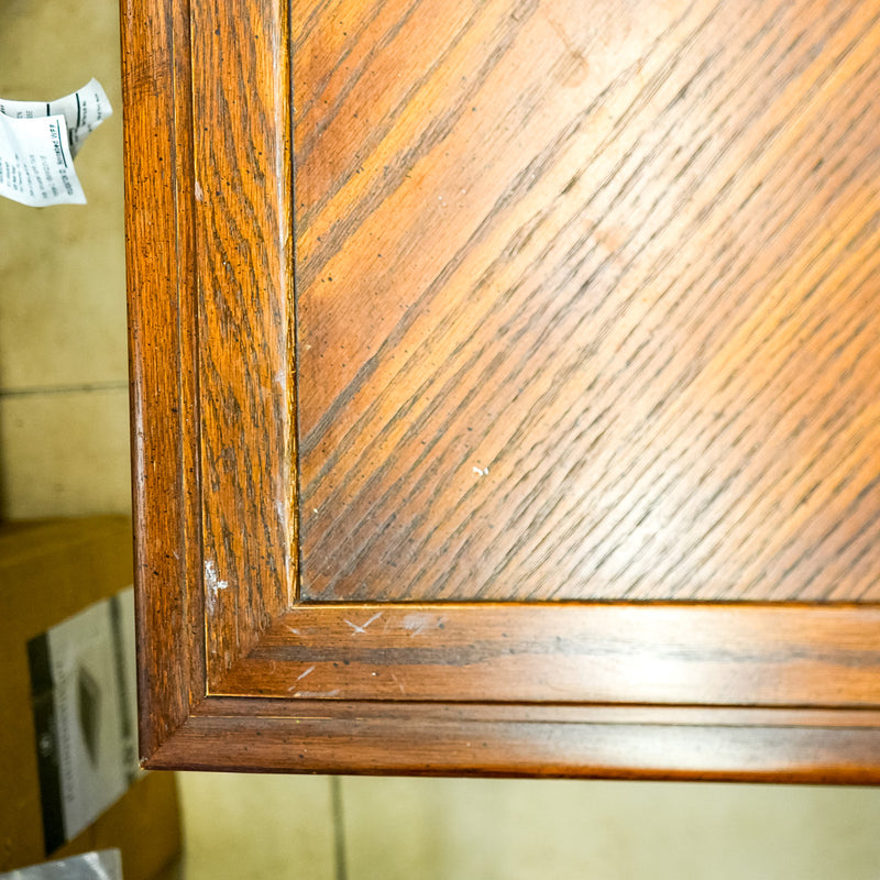 Wooden Side Table with Open Shelf & Cabinet in Dark Finish