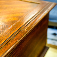 Wooden Side Table with Open Shelf & Cabinet in Dark Finish