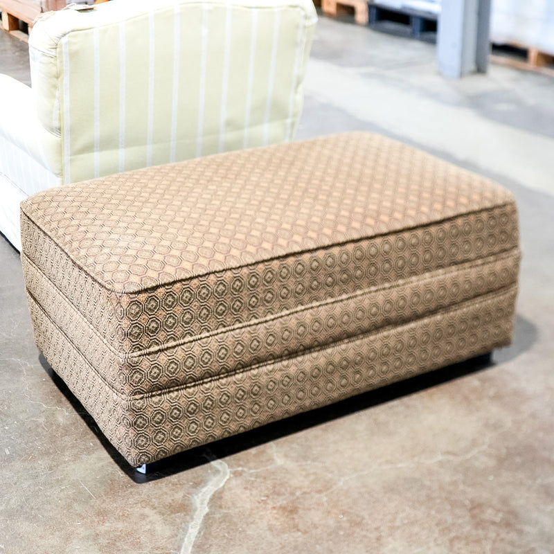 41-Inch Wide Geometric Patterned Upholstered Ottoman in Earth Tones