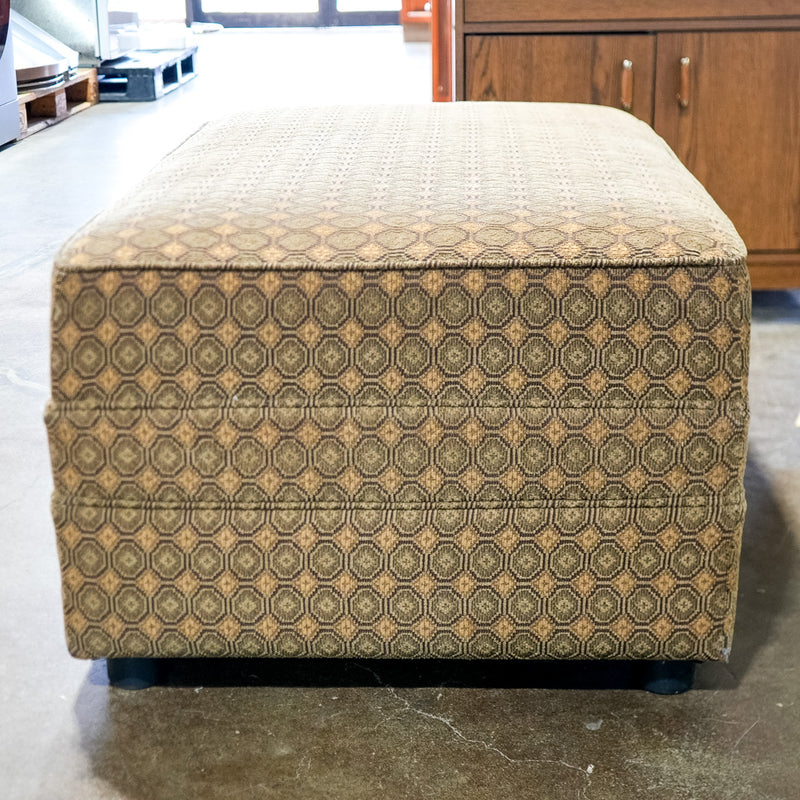 41-Inch Wide Geometric Patterned Upholstered Ottoman in Earth Tones